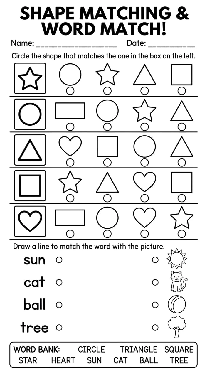Spot and Circle the Matching Shapes in a Row