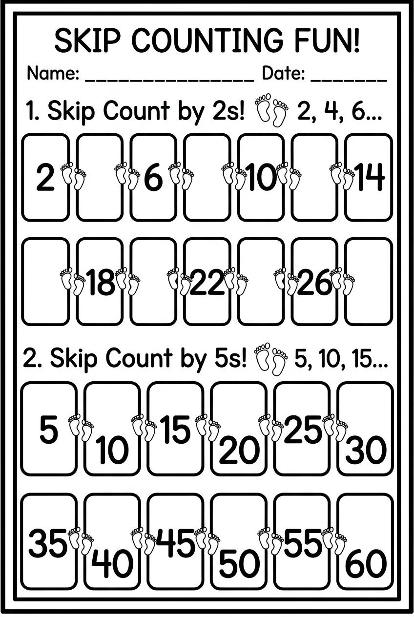 Free Skip Counting Addition Worksheets
