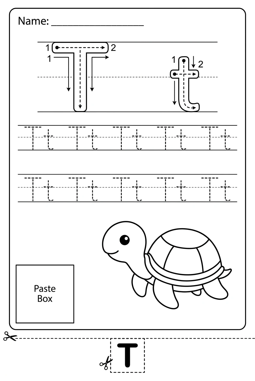 Alphabet Tracing and Coloring Cut and Paste Sheet