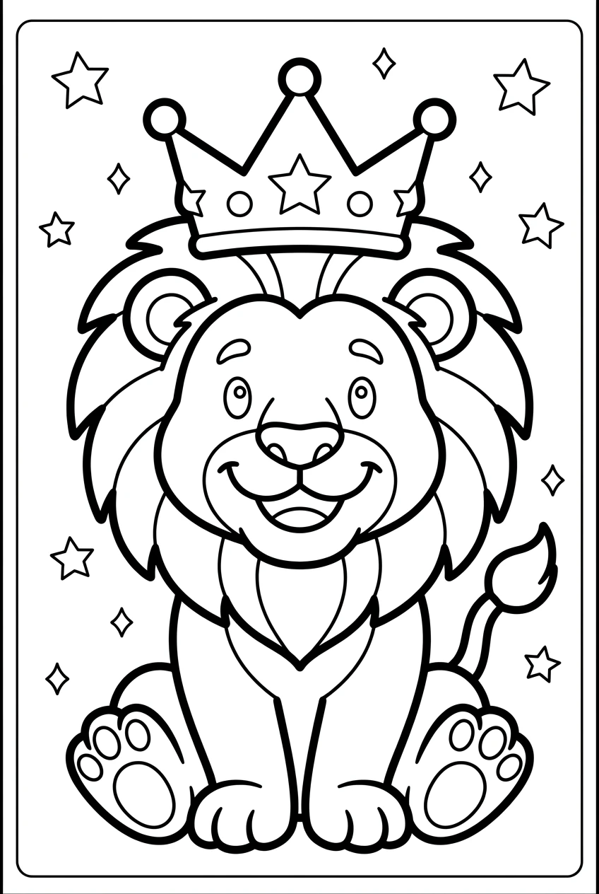Lion Wearing a Crown Coloring Page
