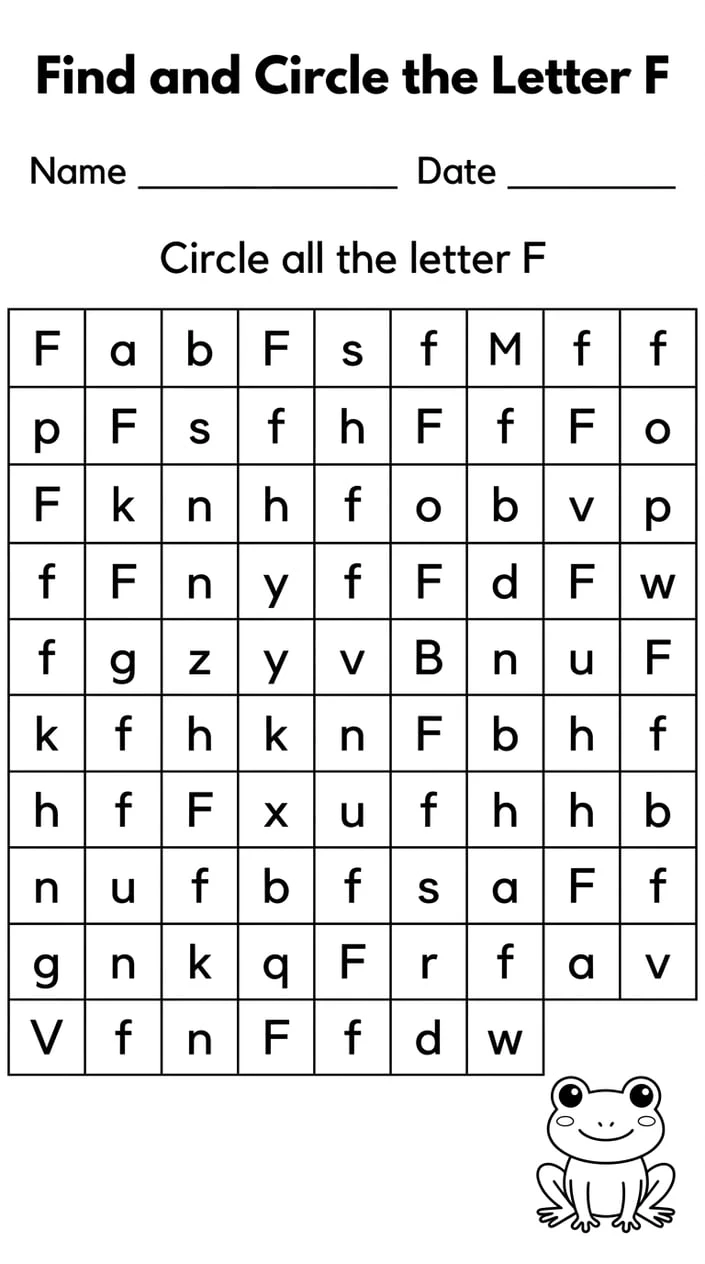 Letter F Recognition Worksheet
