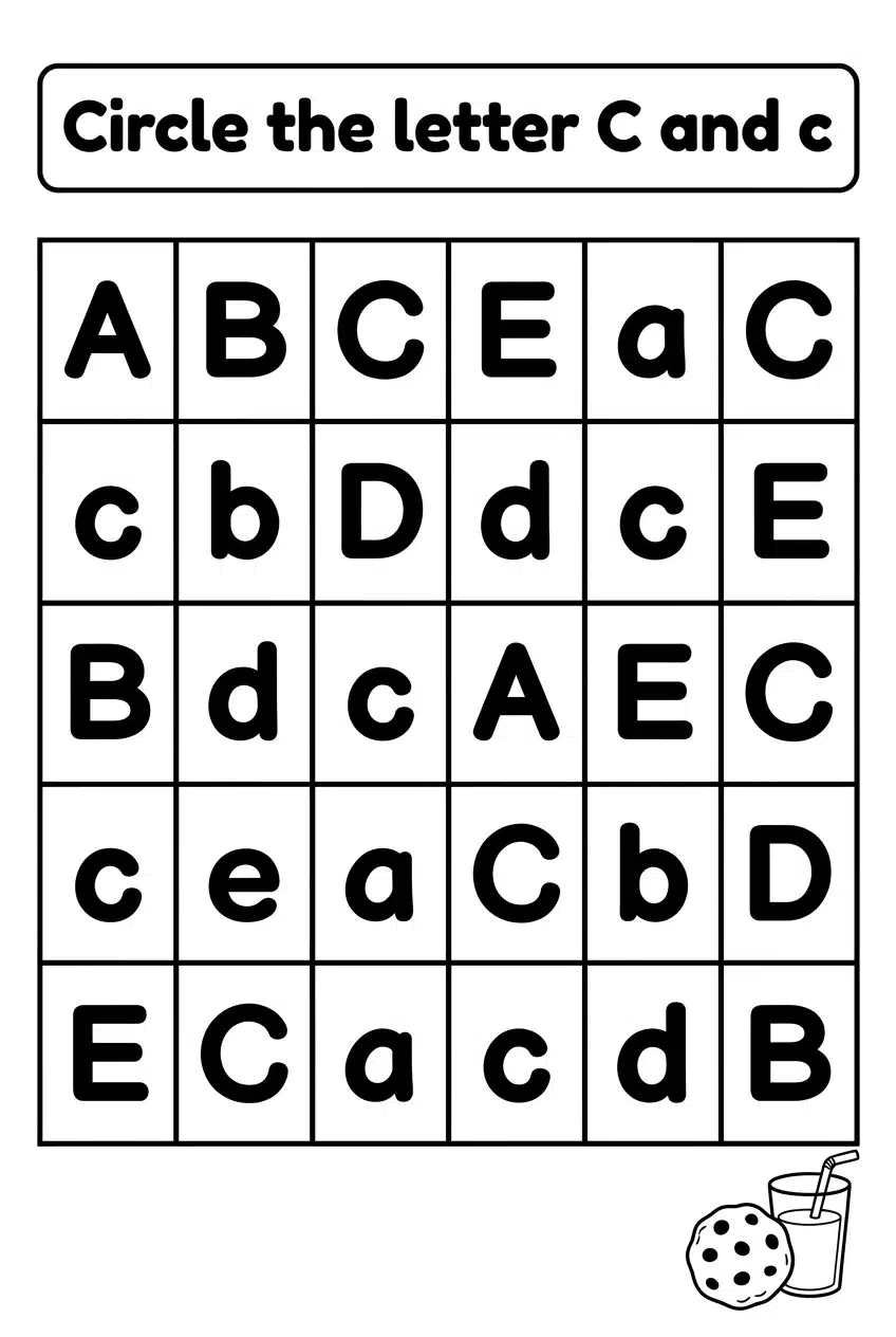Free Uppercase and Lowercase Letter C Worksheets Printable worksheet 6