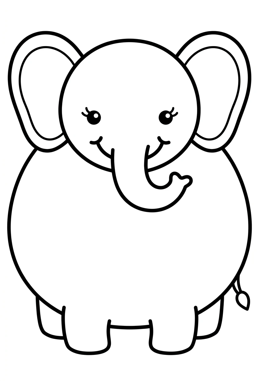 Step by Step Elephant Coloring Page for Toddlers
