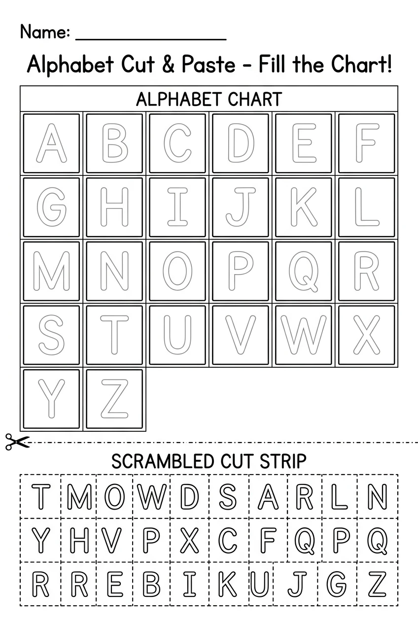 Full Alphabet Cut and Paste Letter Recognition Review