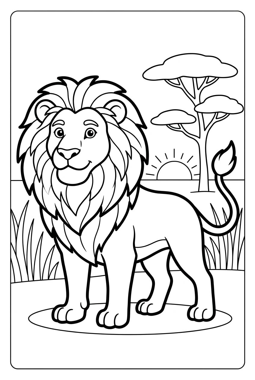 Advanced Lion in the Savanna Coloring Page