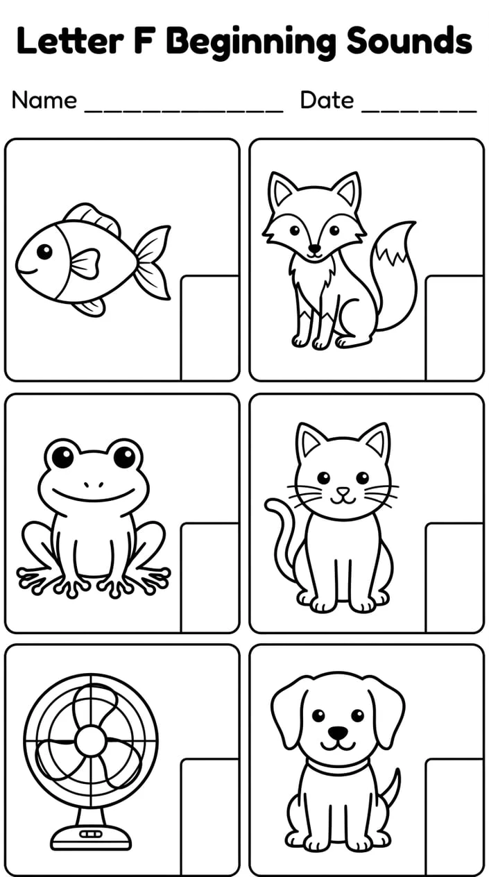 Letter F Beginning Sound Worksheet