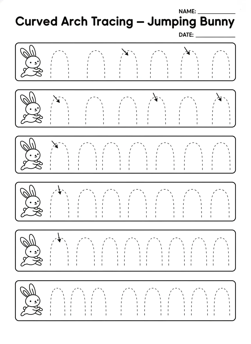 Curved Arches with a Jumping Bunny