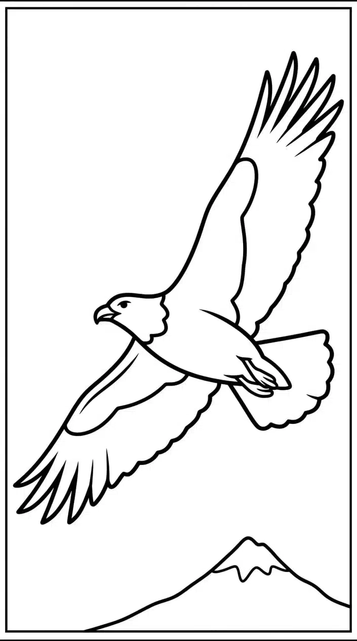 Free Bird Coloring Pages for Kids 1 Bird Flying Over Mountains Coloring Page