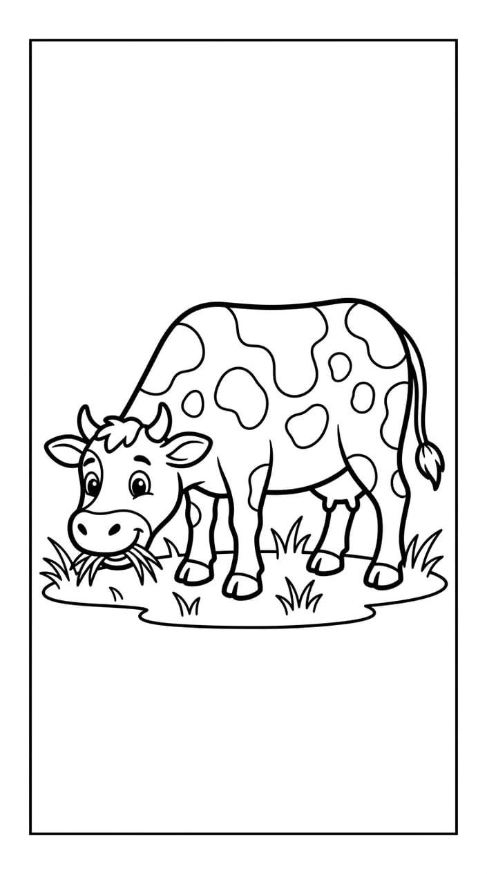 Free Farm Animal Coloring Pages for Preschoolers 1 Cow Grazing in the Pasture Coloring Page