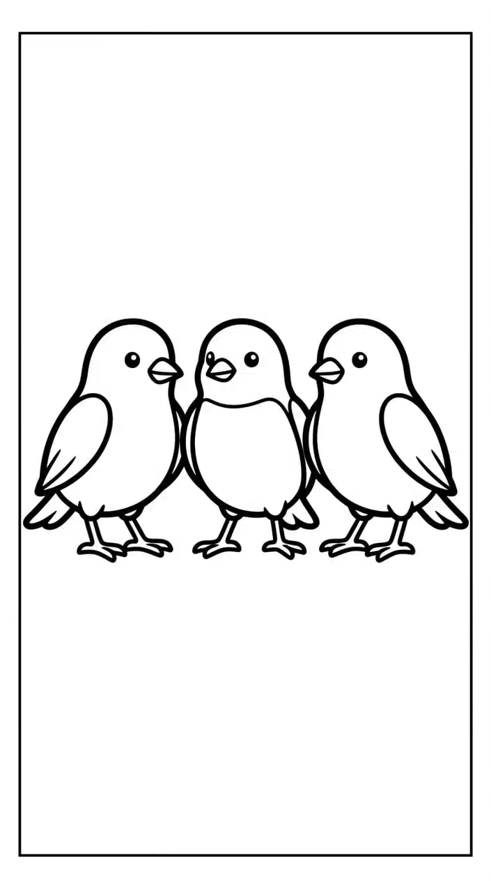 Free Bird Coloring Pages for Kids 10 Bird Standing with Friends in a Row Coloring Page