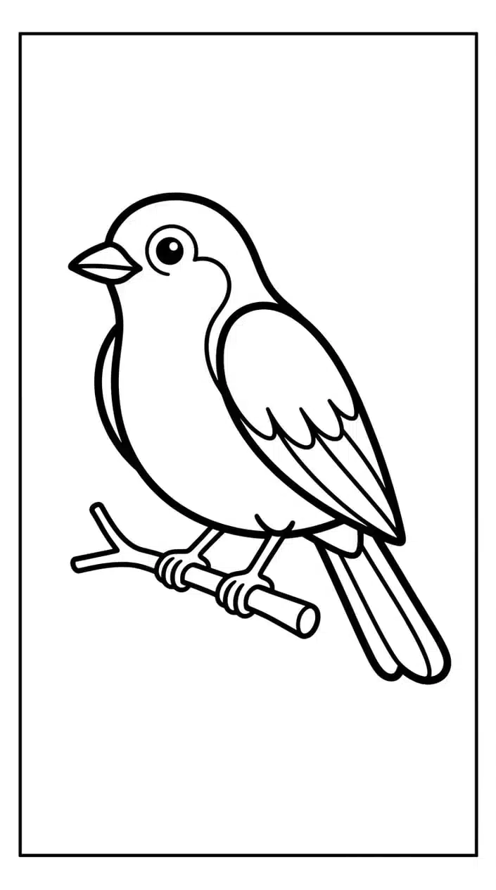 Free Bird Coloring Pages for Kids 2 Bird Perched on a Tree Branch Coloring Page