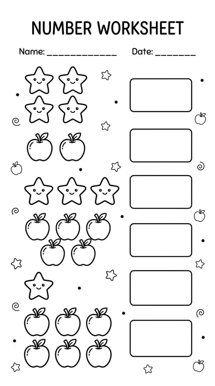 Free Dotted Number Tracing Worksheets Printable for Kids 2 Counting Objects Beside Each Traced Number