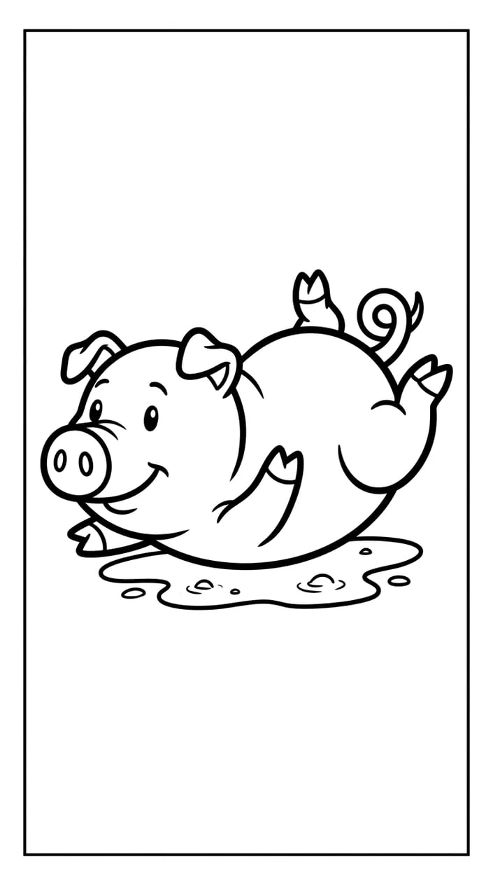 Free Farm Animal Coloring Pages for Preschoolers 2 Pig Rolling in the Mud Coloring Page