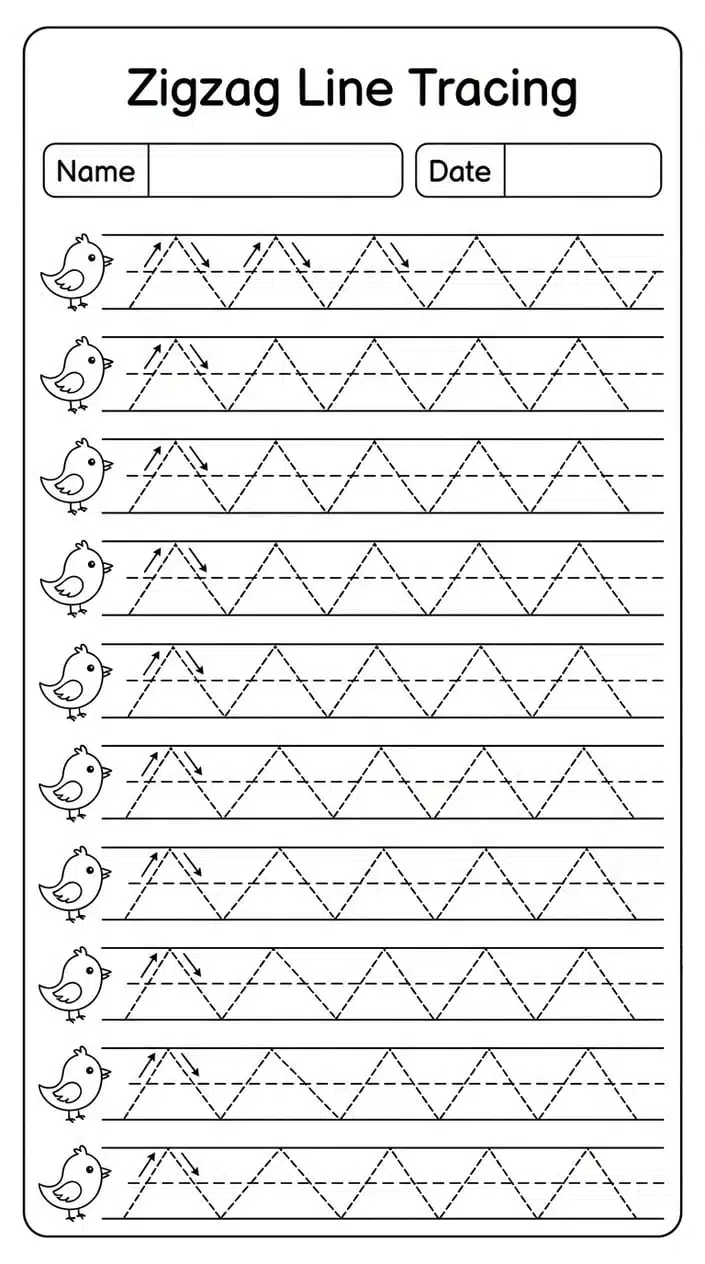 Free Name Tracing Worksheets Printable for Preschoolers 2 Zigzag Line Tracing to Build Wrist Control
