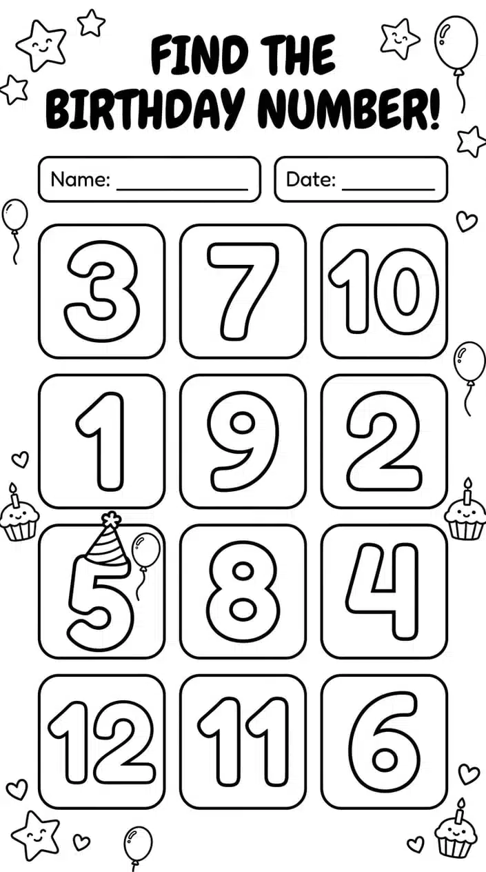 Free Dotted Number Tracing Worksheets Printable for Kids 3 Number Recognition Grid with Circle the Number