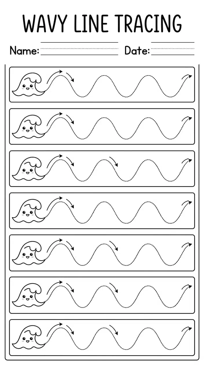 Free Name Tracing Worksheets Printable for Preschoolers 3 Wavy Line Tracing for Smooth Hand Movement