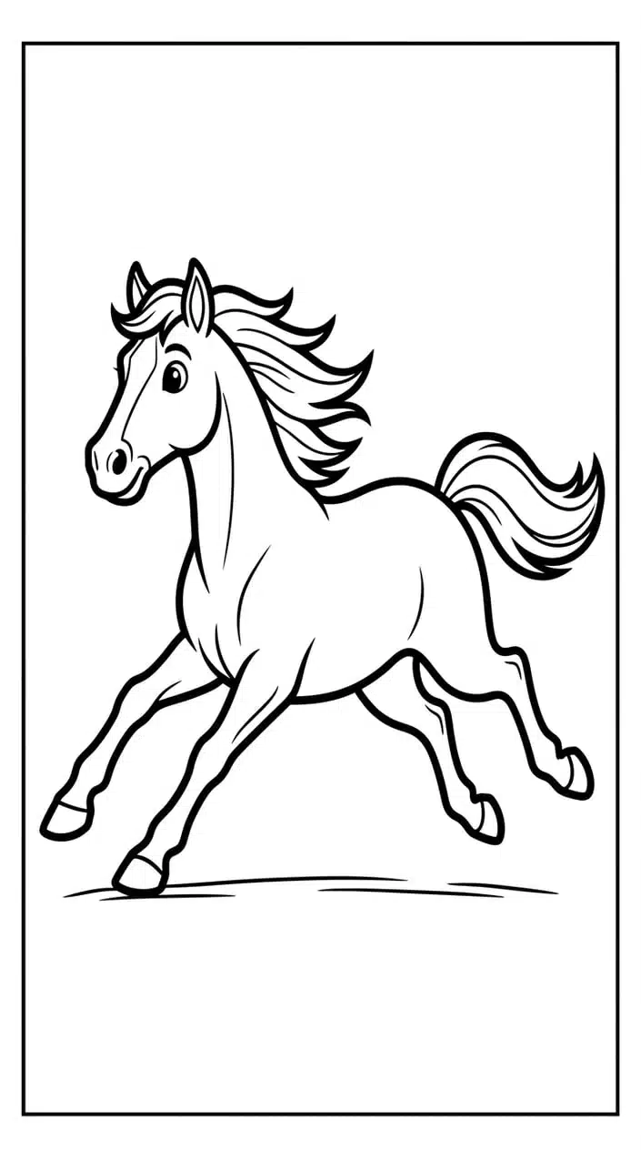 Free Farm Animal Coloring Pages for Preschoolers 4 Horse Running in the Field Coloring Page