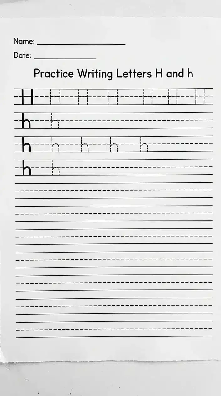 Free Uppercase and Lowercase Letter H Worksheets for Kids 4 Letter H Writing Practice Rows