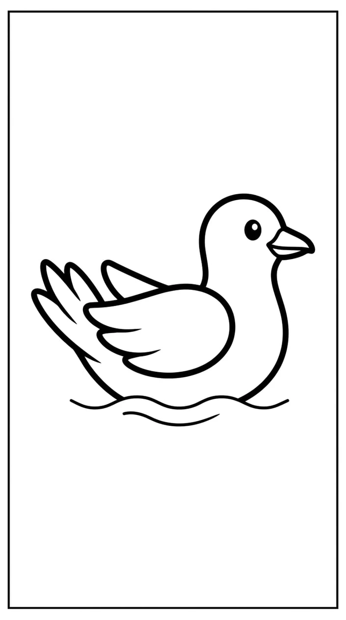 Bird Swimming in a Pond Coloring Page