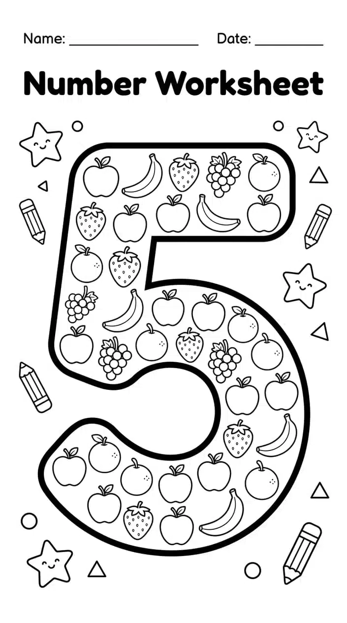 Large Number Outline Coloring Page