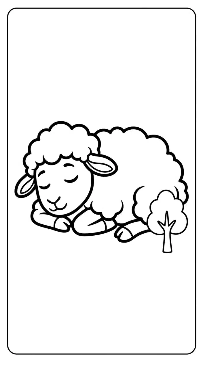Free Farm Animal Coloring Pages for Preschoolers 5 Sheep Sleeping Under a Tree Coloring Page