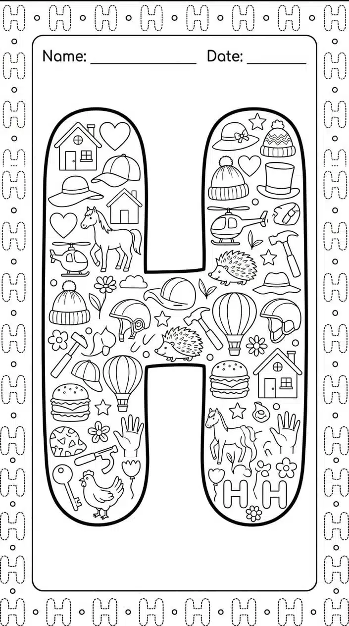Free Uppercase and Lowercase Letter H Worksheets for Kids 5 Letter H Coloring and Tracing Page