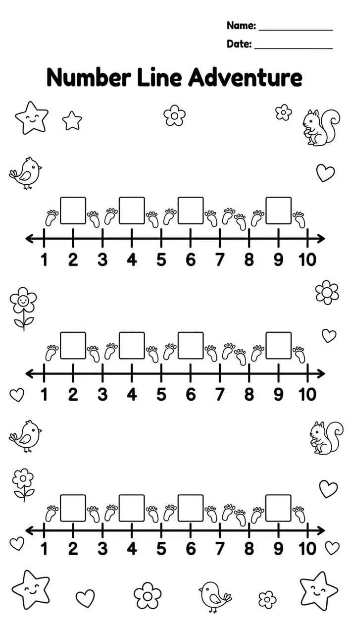 Free Dotted Number Tracing Worksheets Printable for Kids 6 Missing Numbers on a Number Line