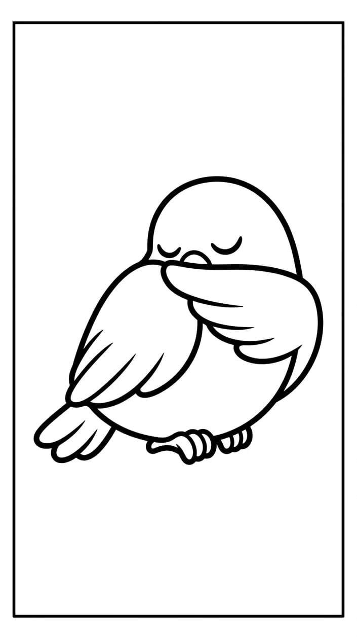 Free Bird Coloring Pages for Kids 7 Bird Sleeping with Head Tucked In Coloring Page
