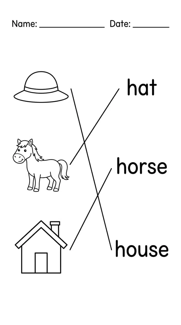 Free Uppercase and Lowercase Letter H Worksheets for Kids 8 Picture and Word Match for Letter H