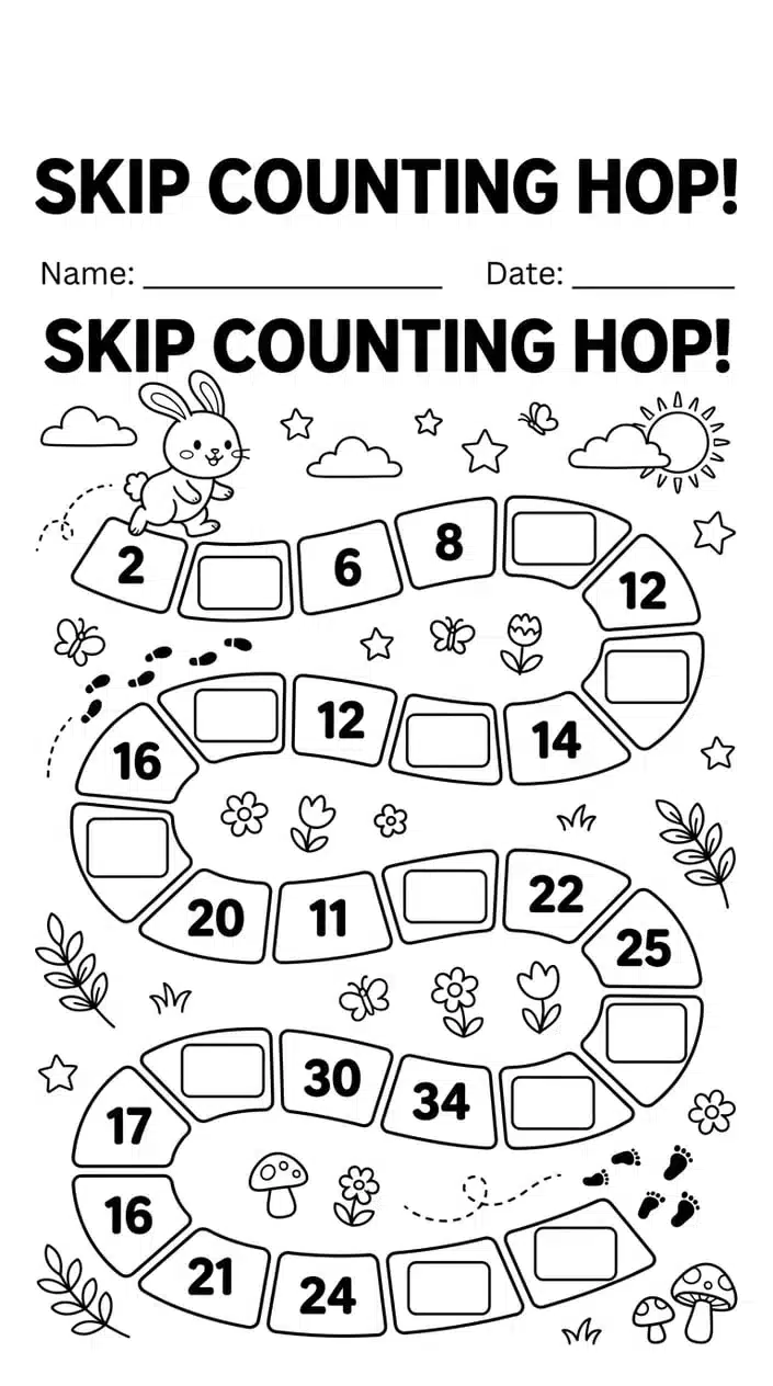 Free Dotted Number Tracing Worksheets Printable for Kids 9 Skip Counting by Twos Number Path