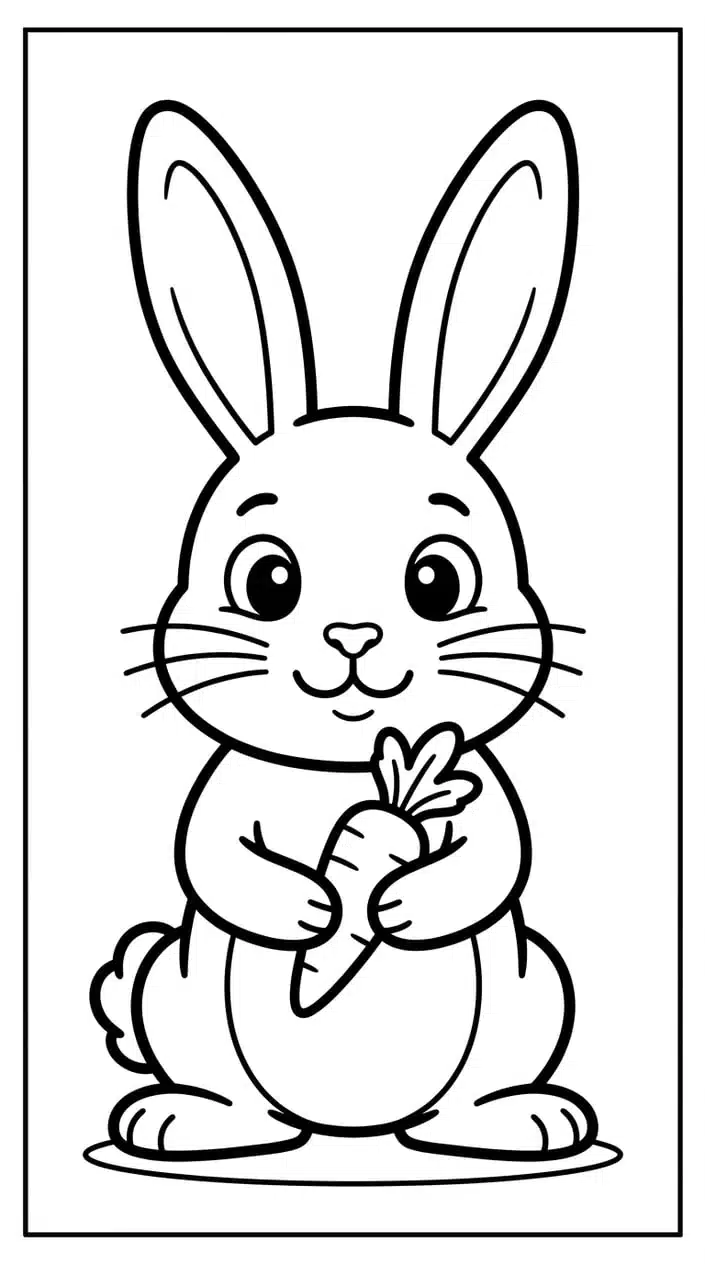 Free Farm Animal Coloring Pages for Preschoolers 9 Rabbit Nibbling a Carrot Coloring Page