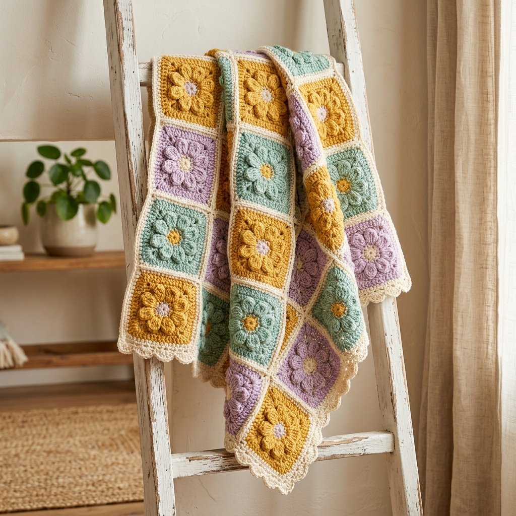Simply Soft Crochet Blanket — Flower Granny Square Pattern