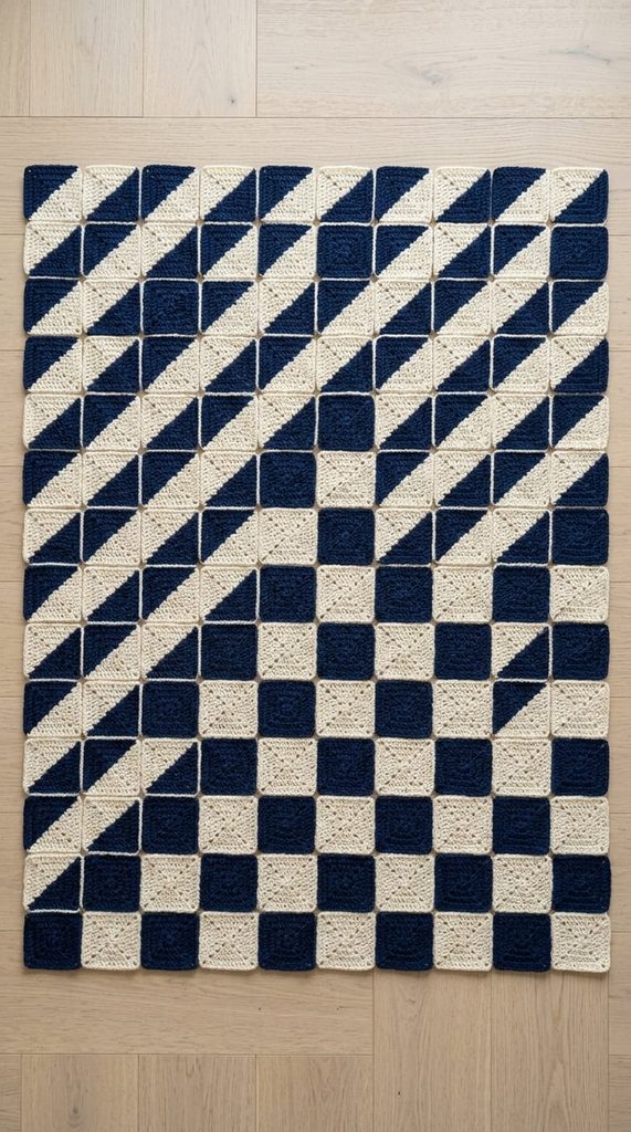 Diagonal Criss Cross Crochet Afghan — Classic Pieced Pattern for Beginners 5 Diagonal Criss Cross Crochet Afghan — Classic Pieced Pattern for Beginners