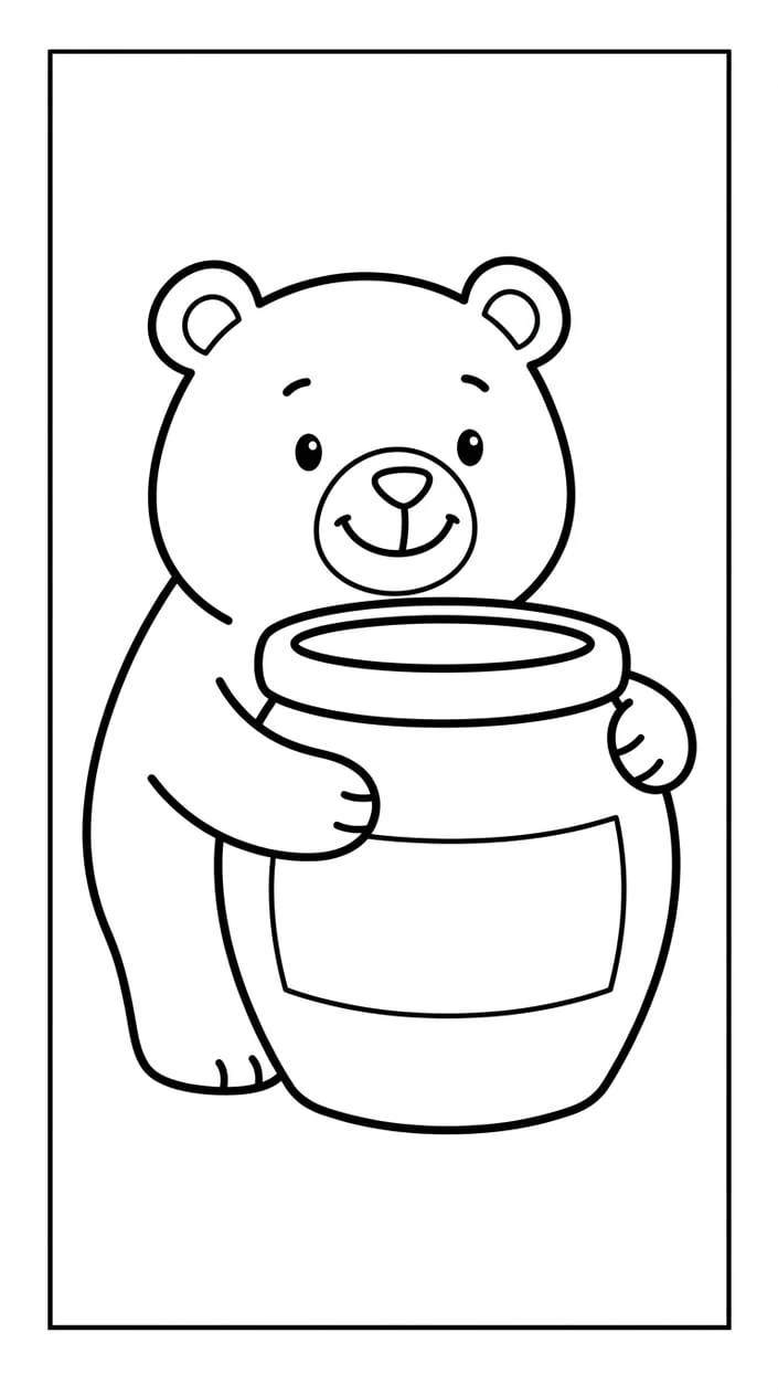 Bear Hugging a Honey Pot Coloring Page