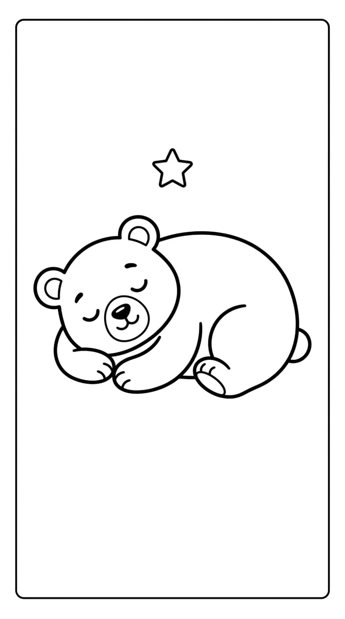 Bear Sleeping Under the Stars Coloring Page