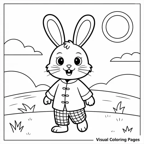 bunny coloring pages cute cartoon